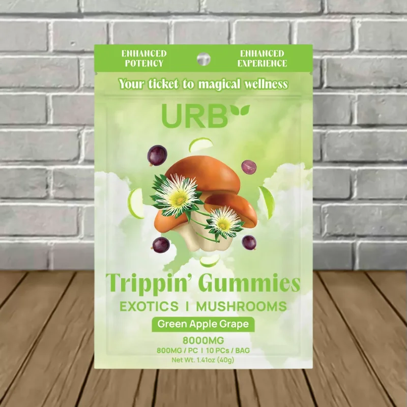 Urb Trippin Gummies Exotics Mushrooms 8000mg - Green Apple Grape