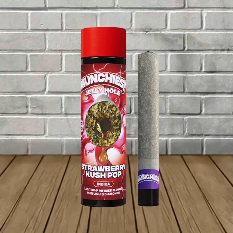 Munchies! Jelly Hole THCp Preroll 2g-Strawberry Kush Pop -- Indica
