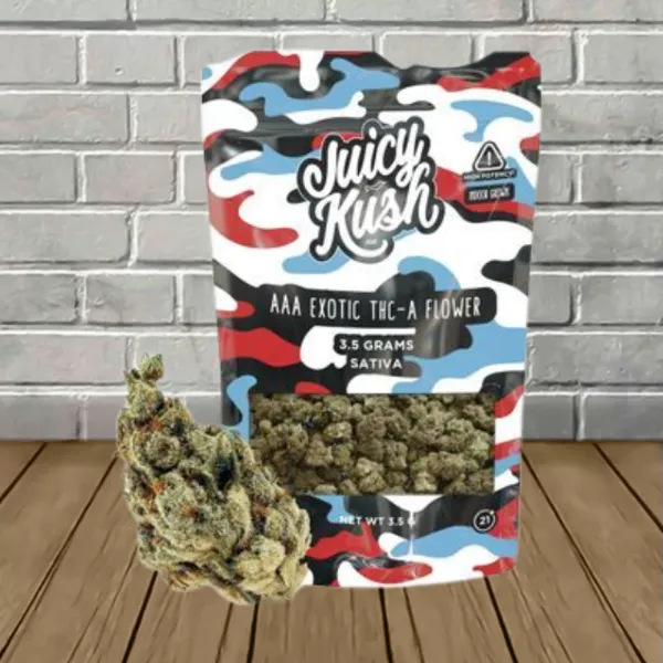 Juicy Kush AAA Exotic THCa Flower 3.5g Birthday Cake (Sativa) Juicy Kush AAA Exotic THCa Flower 3.5g Birthday Cake (Sativa)