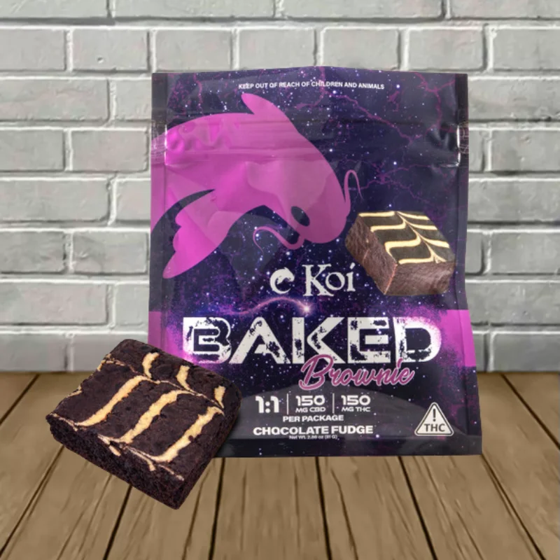 Koi 1:1 D9 + CBD Baked Brownie 300mg Chocolate Fudge