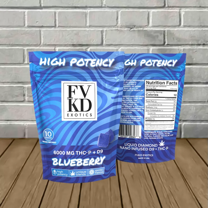 FVKD Exotics High Potency THCP + D9 Gummies 6000mg Blueberry FVKD Exotics High Potency THCP + D9 Gummies 6000mg Blueberry