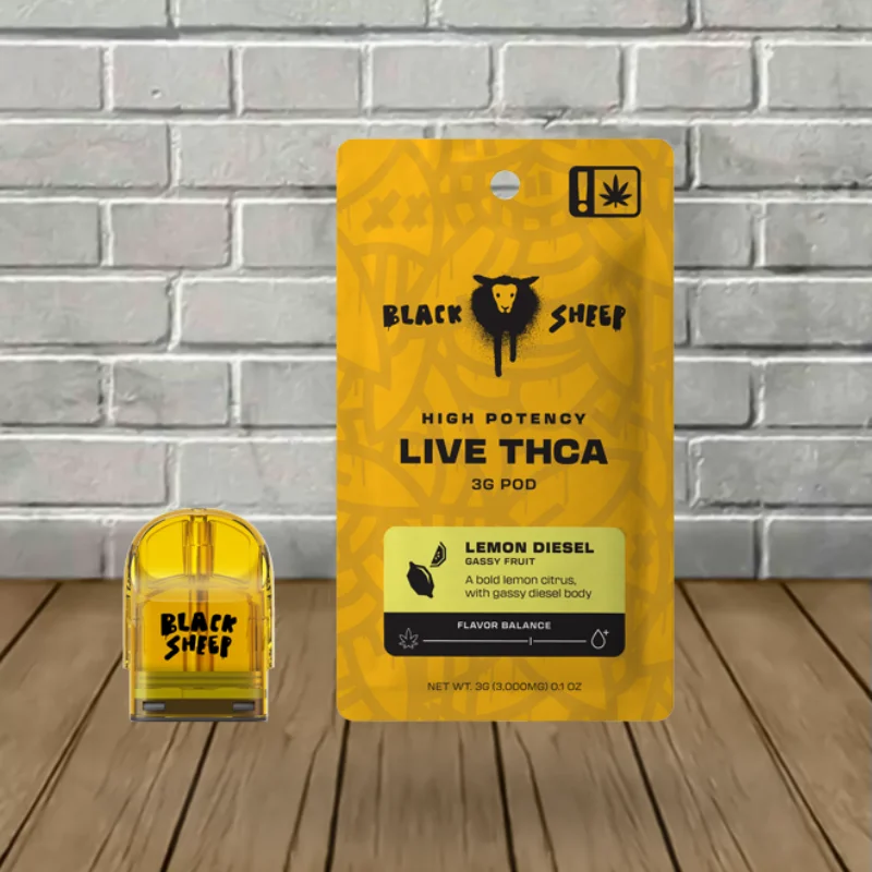 Black Sheep High Potency Live THCa 3g Refill Pod Lemon Diesel -- POD Black Sheep High Potency Live THCa 3g Refill Pod Lemon Diesel -- POD