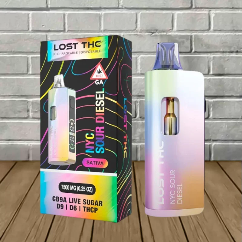 Lost THC V2 7.5 Gram CB9A Blend Disposable Rainbow Edition - NYC Sour Diesel -- Sativa -- DISPOSABLE