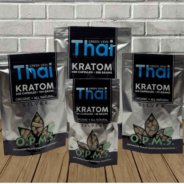 OPMS Silver - Green Vein - Thai Kratom Capsules - Image 1
