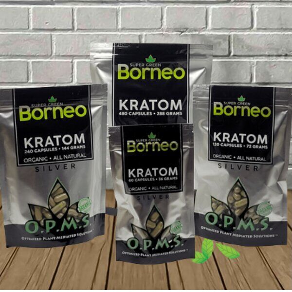 OPMS Silver Kratom Capsules | Super Green Borneo - Image 1