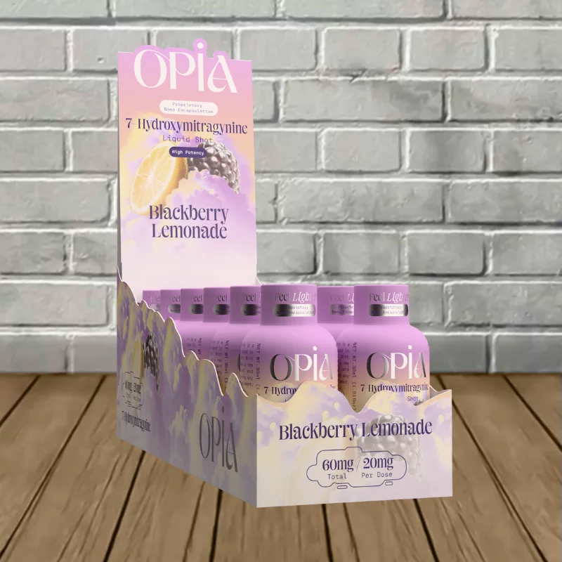 OPiA 7-Hydroxymitragynine High Potency Liquid Extract Shot 60mg Full Case 12ct Blackberry Lemonade
