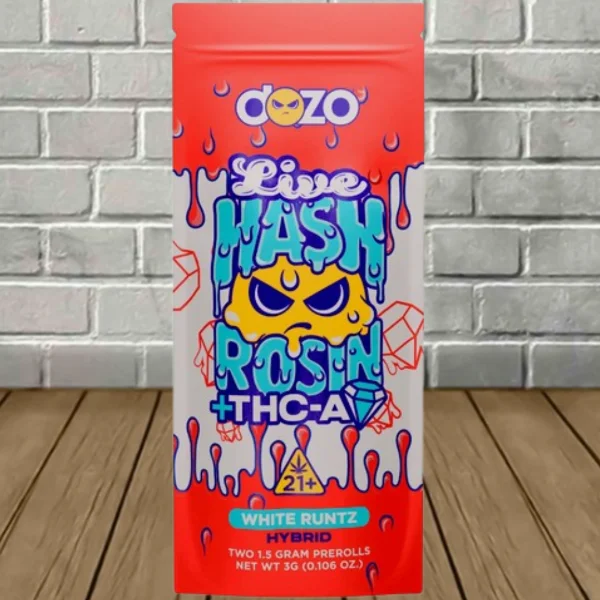Dozo Live Hash Rosin + THCa Diamond Pre-Rolls 2ct White Runtz (Hybrid)