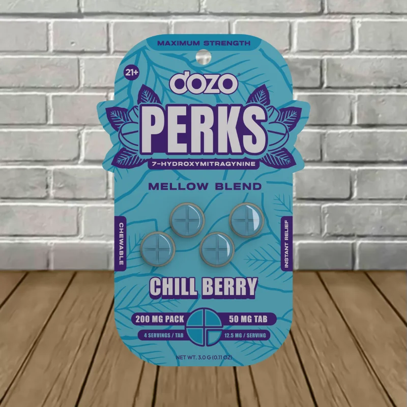 Dozo PERKS Extra Strength 7-OH Extract Tablets 4ct Chill Berry (Mellow Blend) Dozo PERKS Extra Strength 7-OH Extract Tablets 4ct Chill Berry (Mellow Blend)