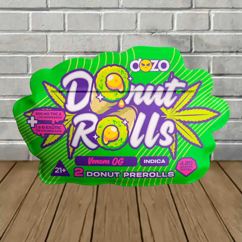 Dozo Donut Rolls THCa Pre-Rolls 2pk Venom OG (Indica) Dozo Donut Rolls THCa Pre-Rolls 2pk Venom OG (Indica)