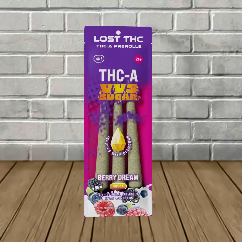 Lost THC THCa VVS Sugar Prerolls 3pk - Berry Dream -- Indica