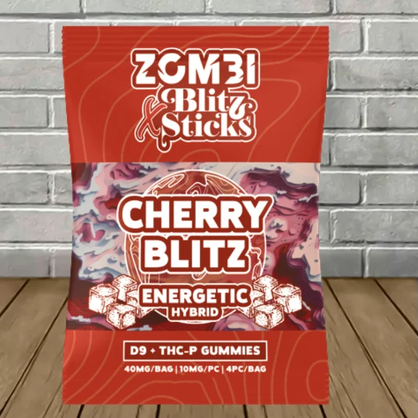Zombi Blitz Sticks D9 + THCP Gummies 4ct Cherry Blitz (Energetic Hybrid)