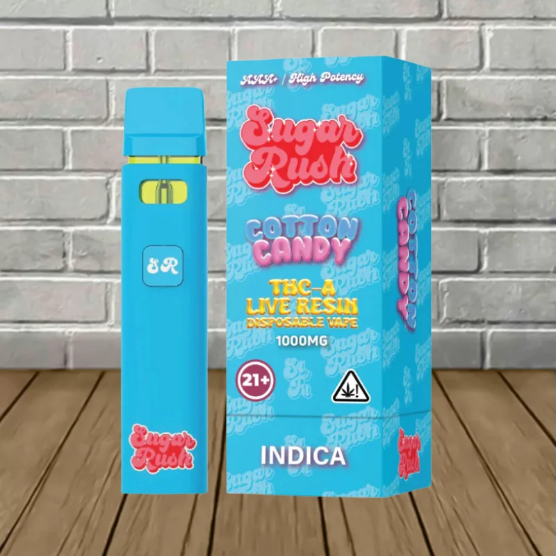 Sugar Rush THCa High Potency THCa Live Resin Disposable 1g Cotton Candy --Indica -- DISPOSABLE