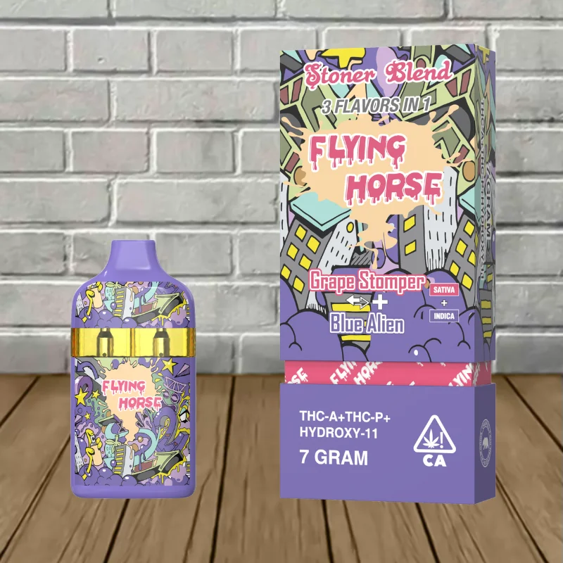 Flying Horse Stoner Blend Disposable 7g - Grape Stomper -- Sativa + Blue Alien -- Indica DISPOSABLE