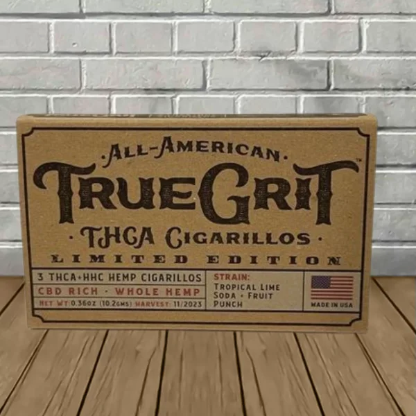 True Grit Premium THCa + HHC Hemp Cigarillos 3ct Tropical Lime Soda + Fruit Punch