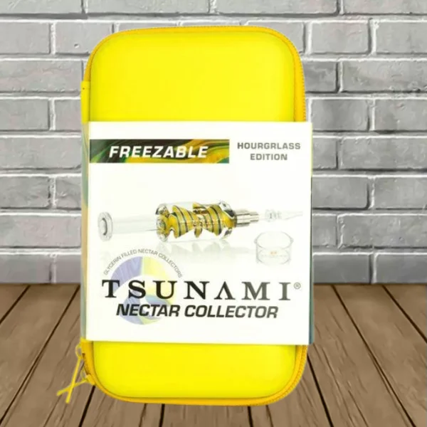 Tsunami Freezable Glycerin Hourglass Nectar Collector Yellow & Blue Case Tsunami Freezable Glycerin Hourglass Nectar Collector Yellow & Blue Case