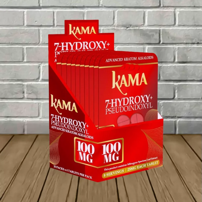 Kama 7-Hydroxy + Psuedo Tablets 100mg Bulk Case Deal - Natural Bulk Case Deal (10 Blister Packs = 40 Tablets Total)