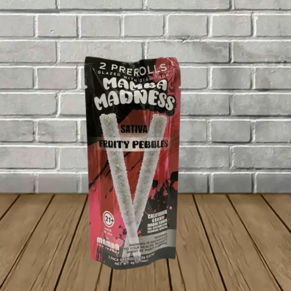 Mamba Madness Diamond Glazed 2x2 THCa Pre-Rolls 4g Fruity Pebbles (Sativa)