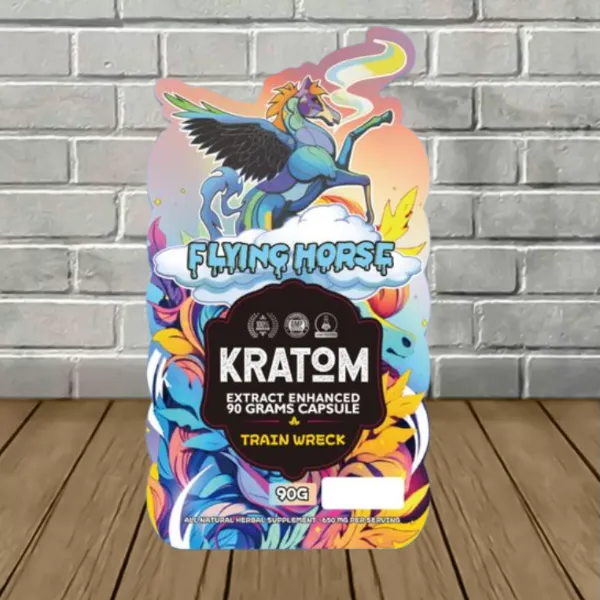 Flying Horse Extract Enhanced Kratom Capsules 132ct Trainwreck