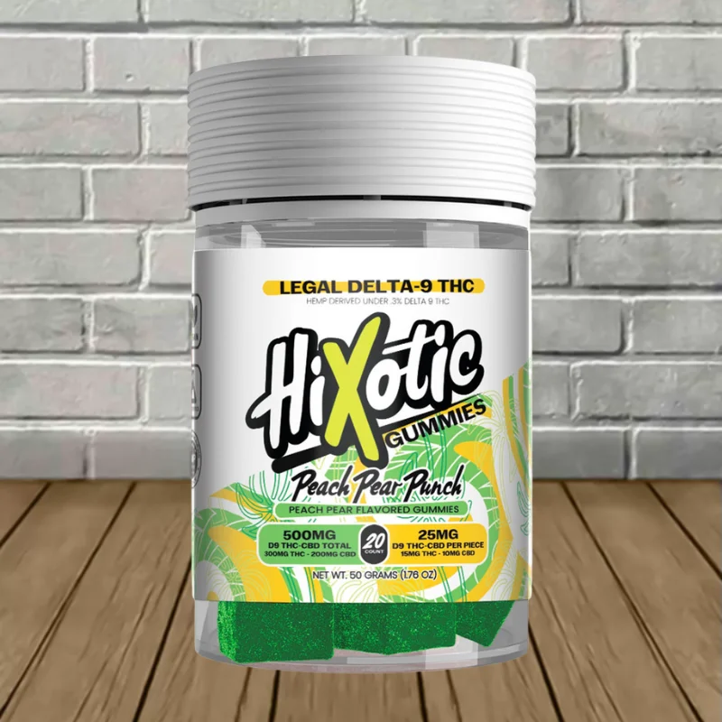 Hixotic Delta 9 THC + CBD Gummies 500mg Peach Pear Punch