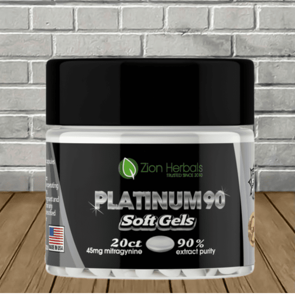 Zion Herbals Platinum90 90% Kratom Extract Soft Gels 20ct