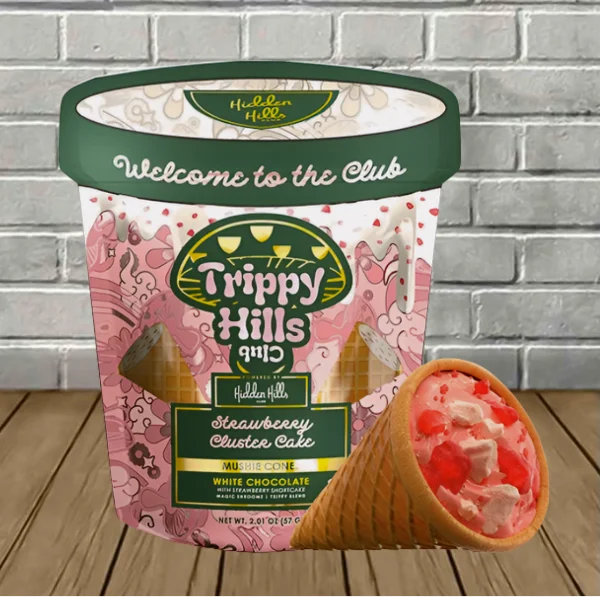 Hidden Hills Trippy Blend Mushie Conez 2ct Strawberry Cluster Cake