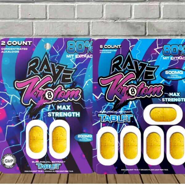 Rave Kratom Max Strength 80% Extract Tablets - Image 1