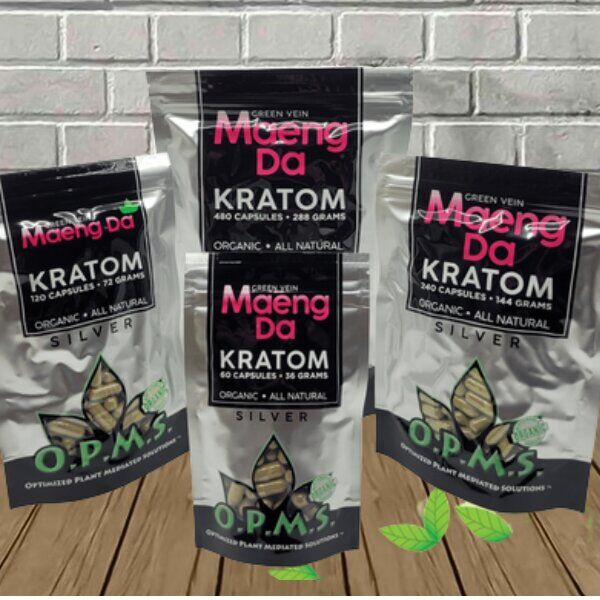 OPMS Silver - Green Vein - Maeng Da Kratom Capsules - Image 1