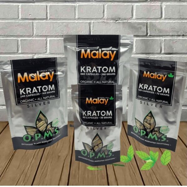 opms-silver-kratom-capsules-green-vein-malay.jpg OPMS Silver -- Green Vein -- Malay Kratom Capsules - Image 1