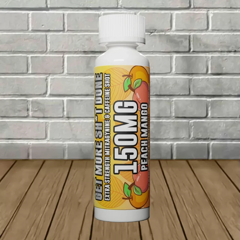 KratomX Kratom + Caffeine Liquid Extract Shot 2oz Peach Mango Single Bottle