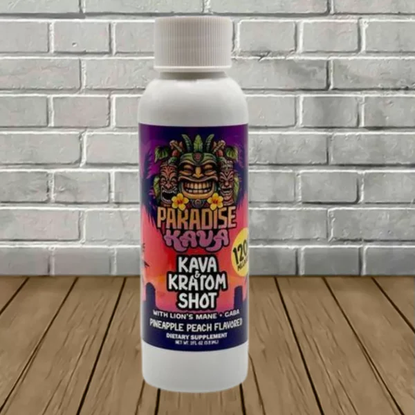 Paradise Kava Kava + Kratom Liquid Extract Shot 2oz Pineapple Peach