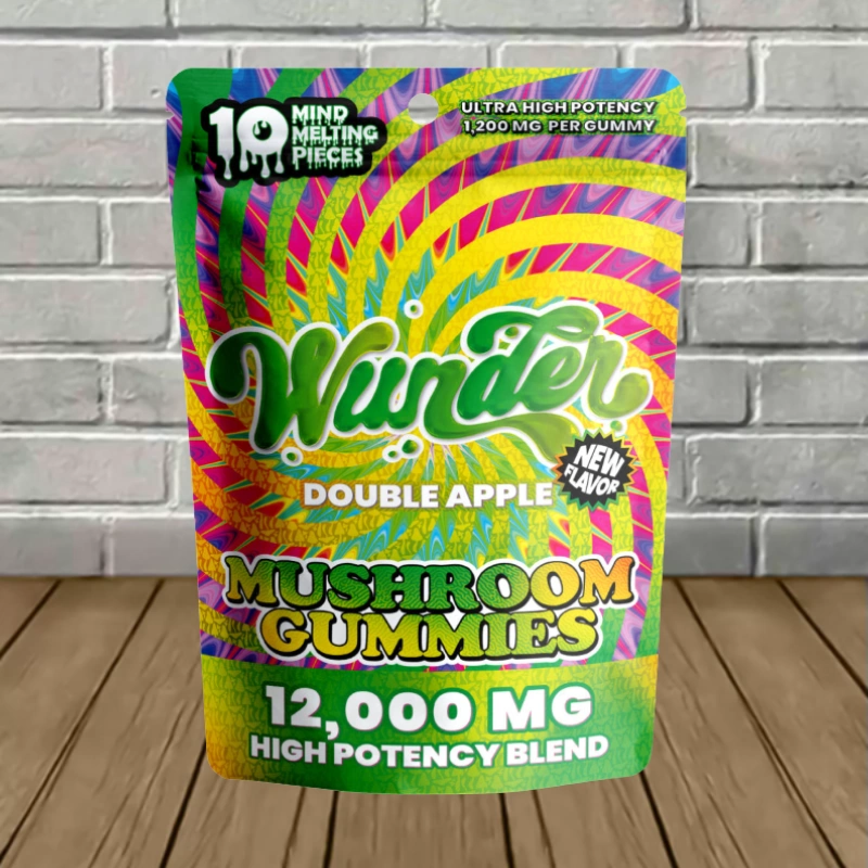 Wunder Entheogenic Sour Apple Mushroom + THCp Gummies 12000mg - double apple