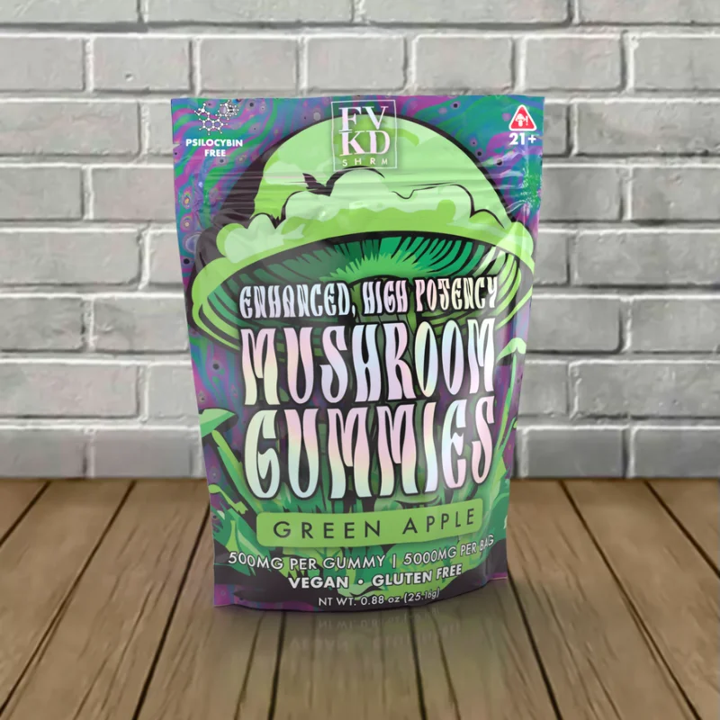 FVKD SHRM Enhanced High Potency Mushroom Gummies 5000mg Green Apple
