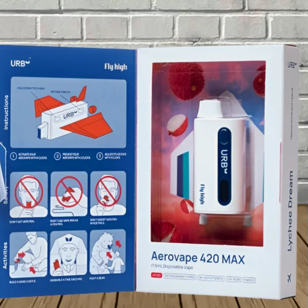 Urb Mile High Aerovape 420 MAX Disposable 1.5g Lychee Dream (Sativa Dominant Hybrid) Open Packaging