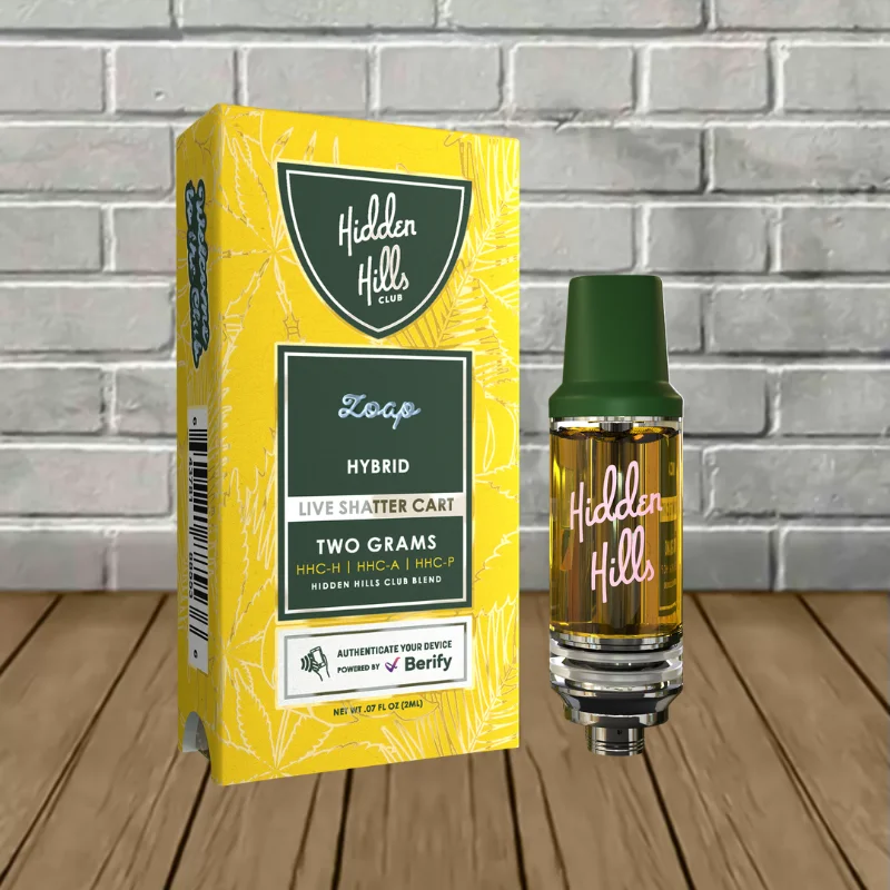 Hidden Hills Live Shatter Vape Cartridge 2g Zoap (Hybrid)