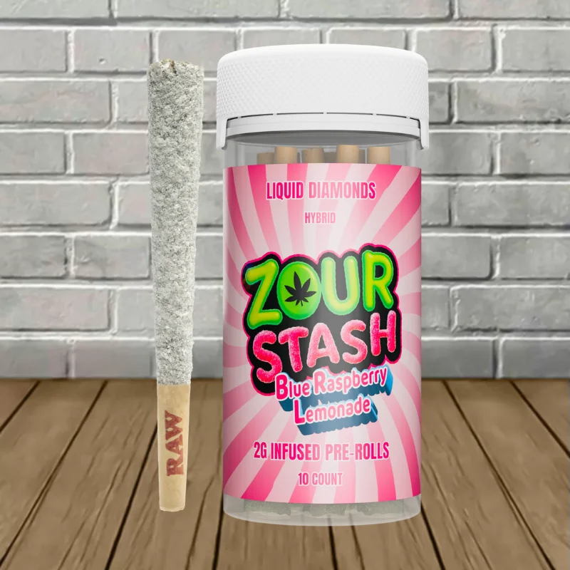 Zour Stash Liquid Diamonds THCa 2g Prerolls 10ct - Blue Raspberry Lemonade -- Hybrid