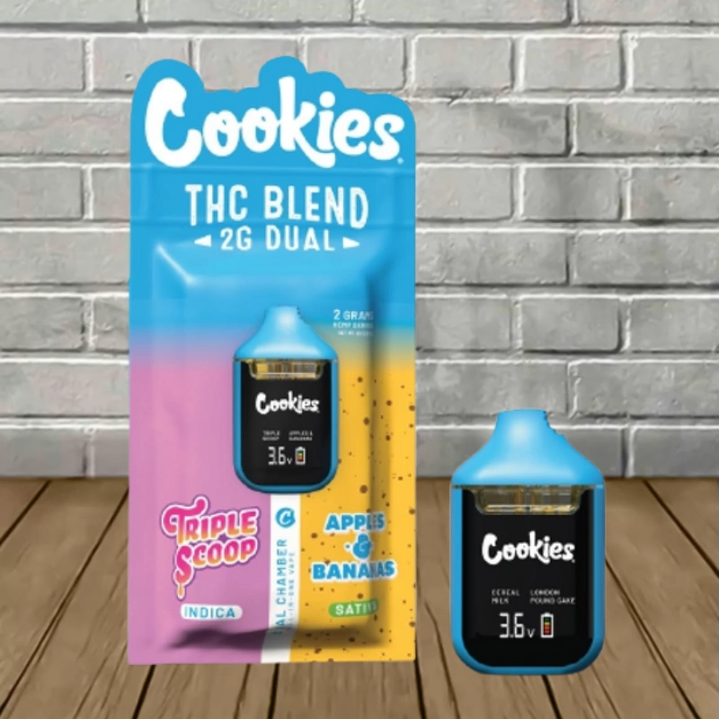Cookies THC Blend AIO Dual Chamber Disposable Vape-Triple Scoop --Indica + Apples & Bananas -- Sativa -- DISPOSABLE