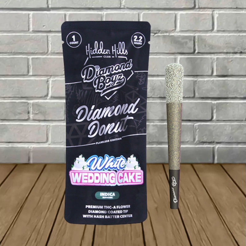 Hidden Hills Diamond Donut THCa Flawless Edition Preroll 2.2g - White Wedding Cake -- Indica