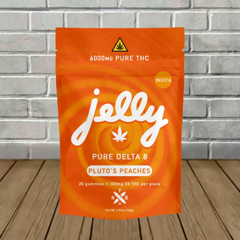 Jelly Space Series Pure Delta-8 Gummies 6000mg-Pluto's Peaches -- Indica -- 20ct Single Pack