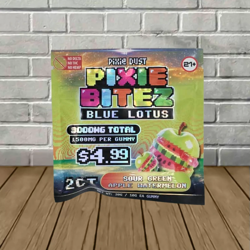 Pixie Blue Lotus Bites 3000mg-Sour Green Apple Watermelon -- 2ct Single Pack