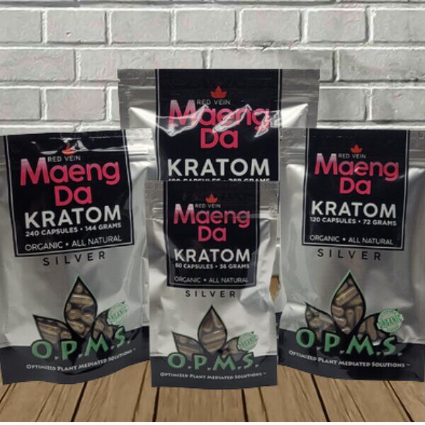 OPMS Silver Kratom Capsules | Red Vein Maeng Da - Image 1