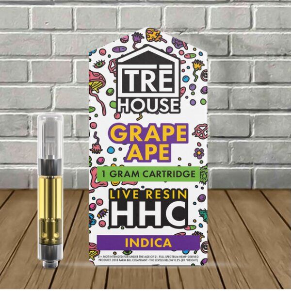 TRE House Live Resin HHC Vape Cartridge 1g --Grape Ape (Indica) - Image 1