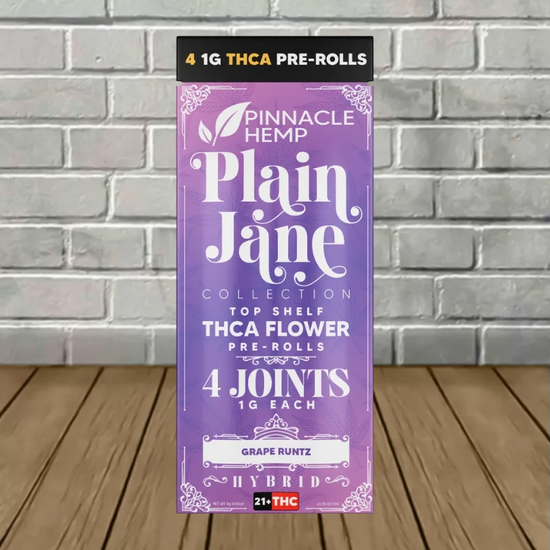Pinnacle Hemp Plain Jane THCa Pre-Rolls 4ct Grape Runtz (Hybrid)