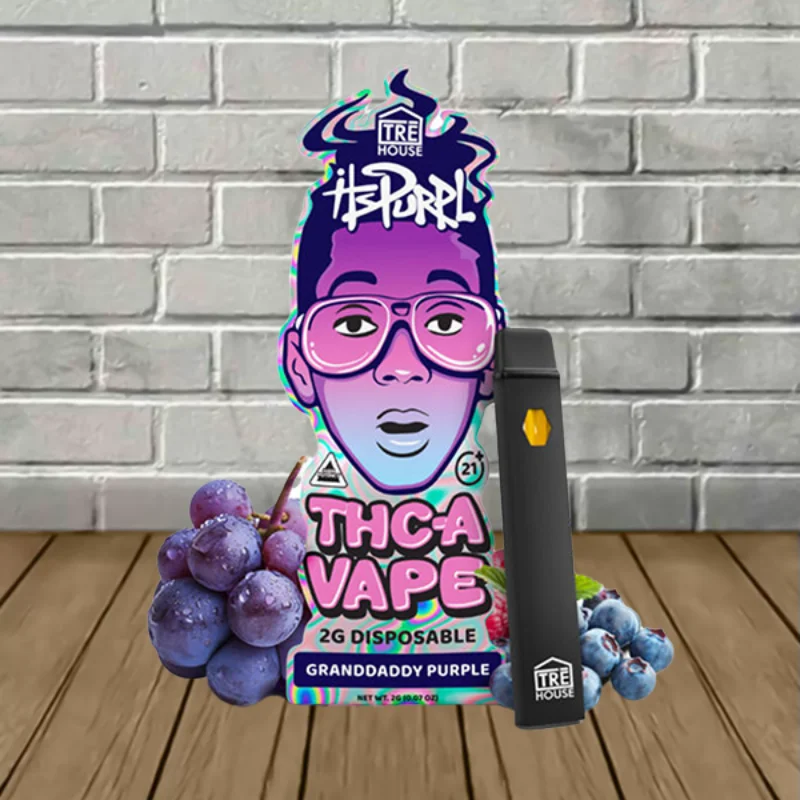 Tre House Its Purpl Live Rosin THCa Disposable 2g Grandaddy Purple