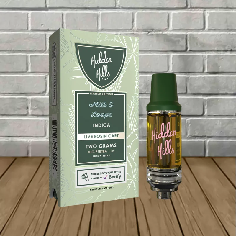 Hidden Hills Bussin Blend D9 + THCp 2g Cartridge -Milk and Loops -- Indica -- DISPOSABLE