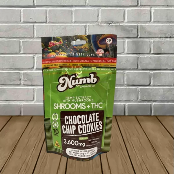 Numb Shrooms Choc Chip Cookies Delta 8 THC THCP 3600mg