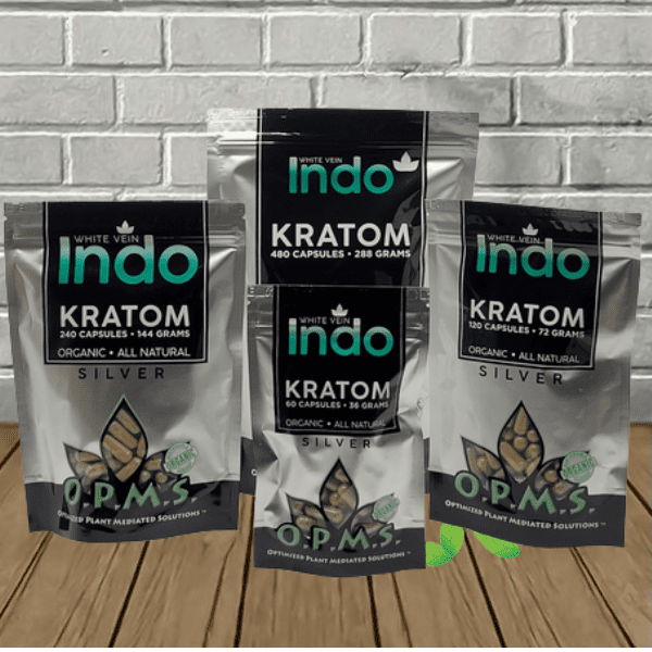 OPMS Silver Kratom Capsules | White Vein Indo - Image 1