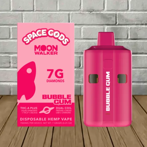 Space Gods Moon Walker THCa Liquid Diamonds Disposable 7g Bubble Gum (Sativa)