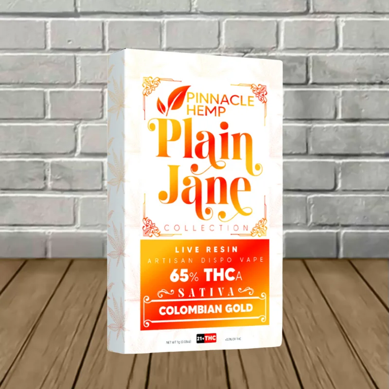Pinnacle Hemp Plain Jane Live Resin THCa Disposable 1g Columbian Gold (Sativa)