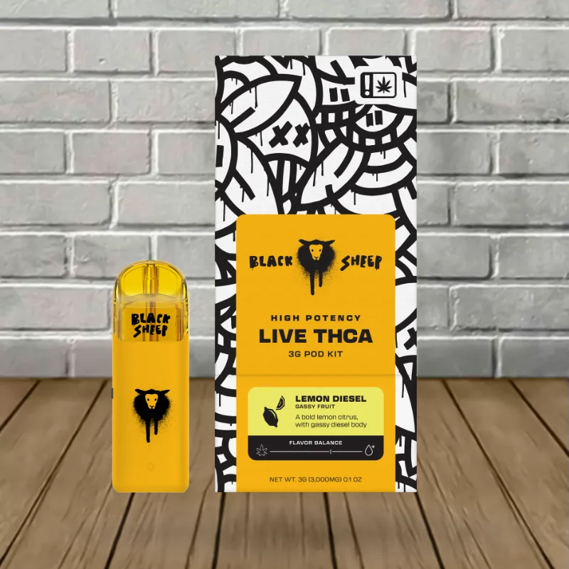 Black Sheep High Potency Live THCa 3g POD Kit Lemon Diesel -- POD KIT Black Sheep High Potency Live THCa 3g POD Kit Lemon Diesel -- POD KIT