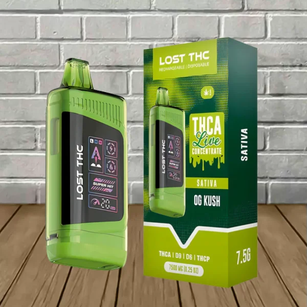 Lost THC THCa Live Concentrate V3 Disposable Vape 7.5g OG Kush (Sativa)